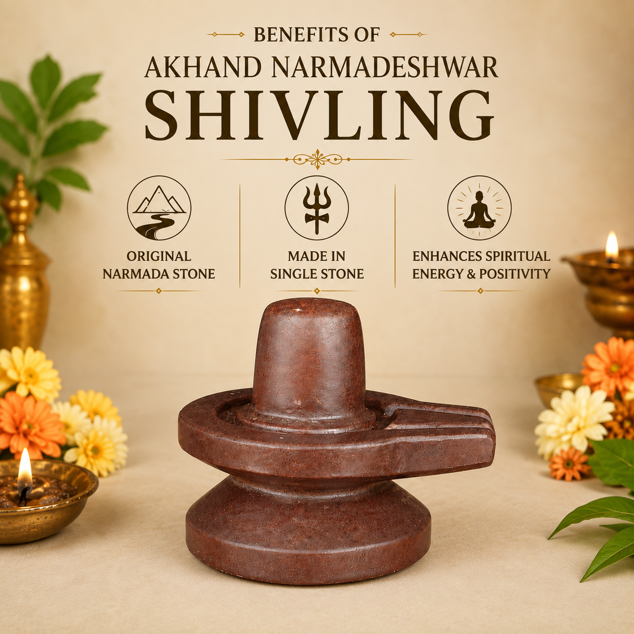 3 Inch Akhand Narmadeshwar Shivling