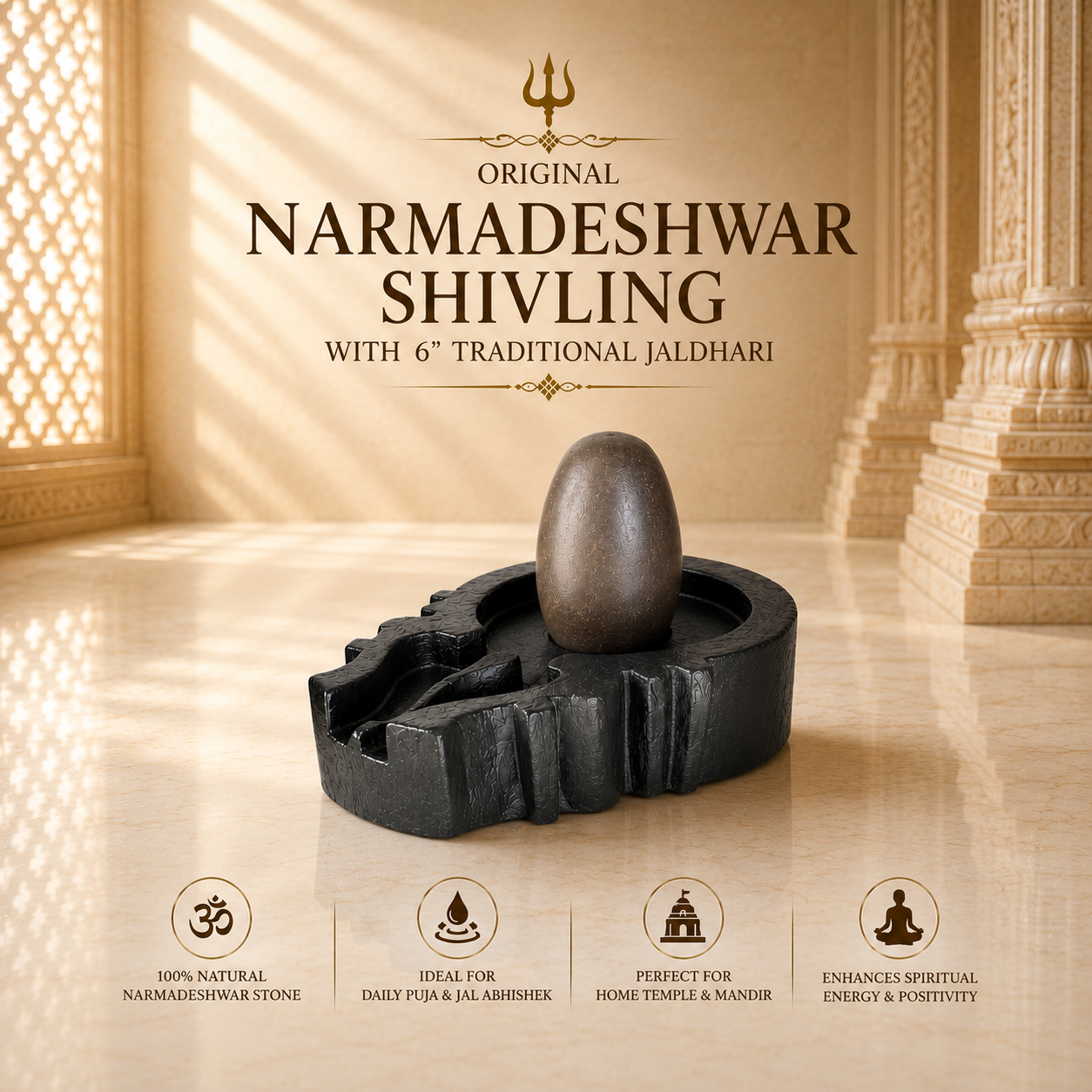 3 Inch Original Narmadeshwar Shivling with 6 Inch Jaldhari