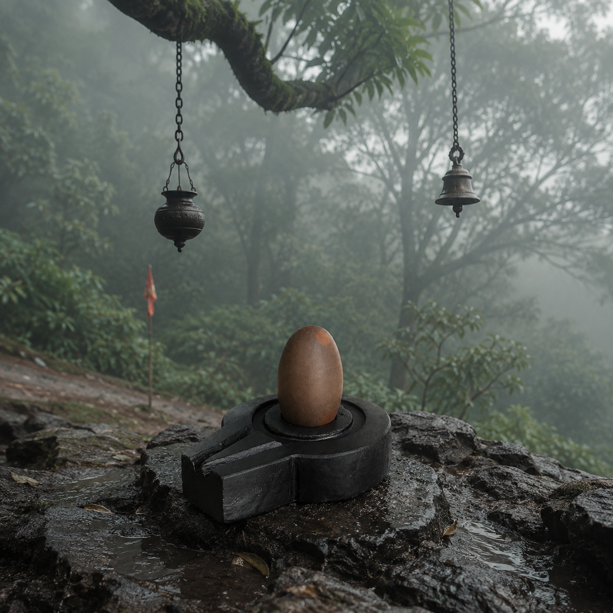1.5 Inch Narmadeshwar Shivling with 3 Inch Jaldhari