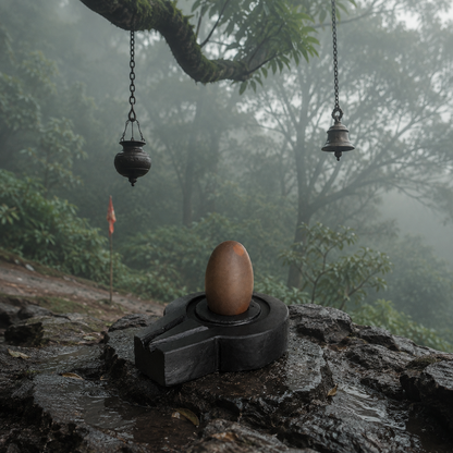 1.5 Inch Narmadeshwar Shivling with 3 Inch Jaldhari
