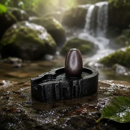 3 Inch Original Narmadeshwar Shivling with 6 Inch Jaldhari