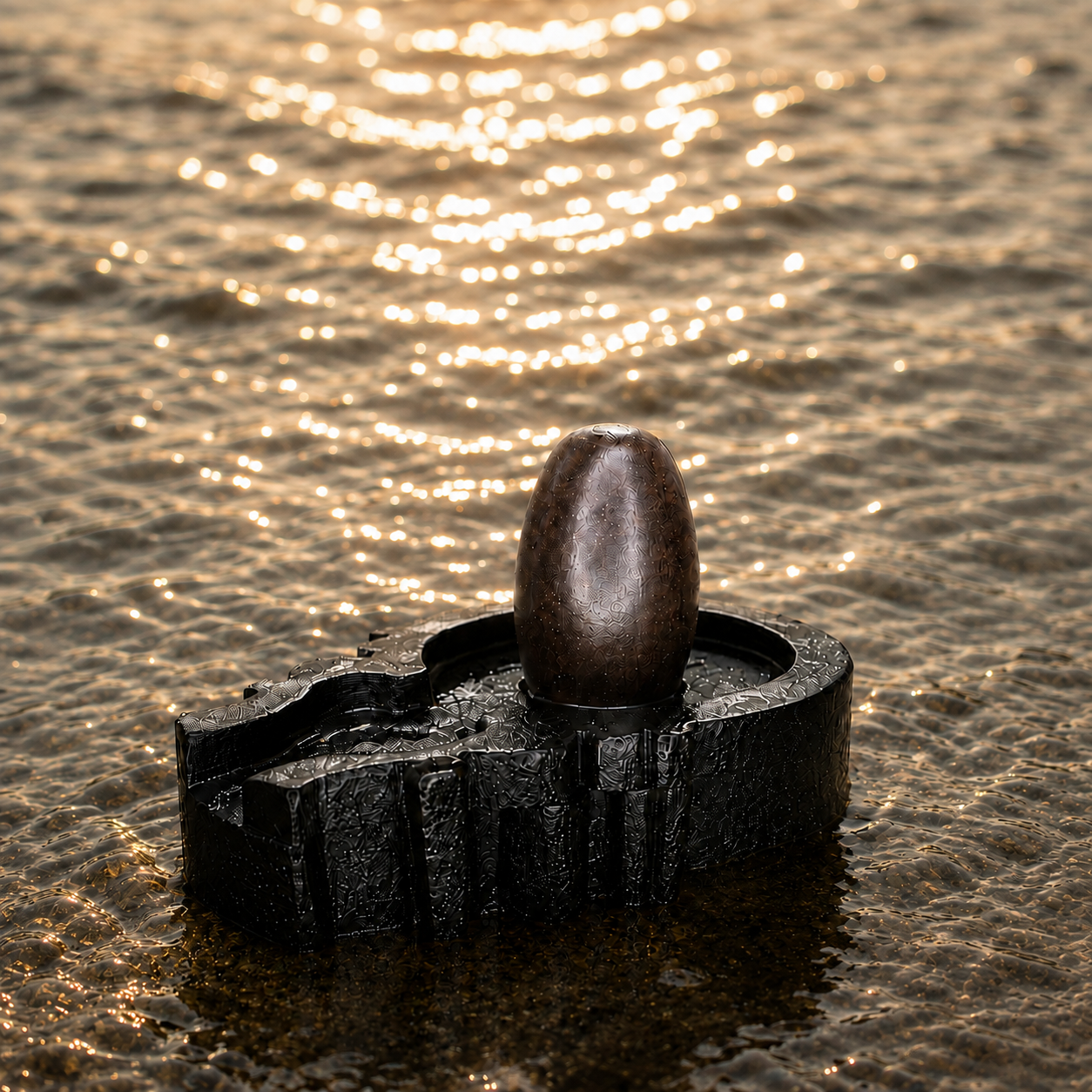 3 Inch Original Narmadeshwar Shivling with 6 Inch Jaldhari