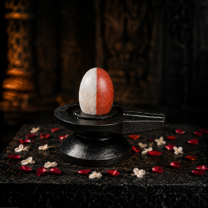 2 Inch Original Ardhanarishwar Narmadeshwar Shivling with 4 Inch Jaldhari