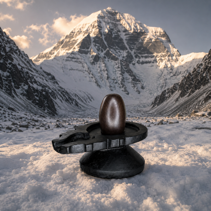 3 Inch Original Narmadeshwar Shivling with 6 Inch Damru Jaldhari