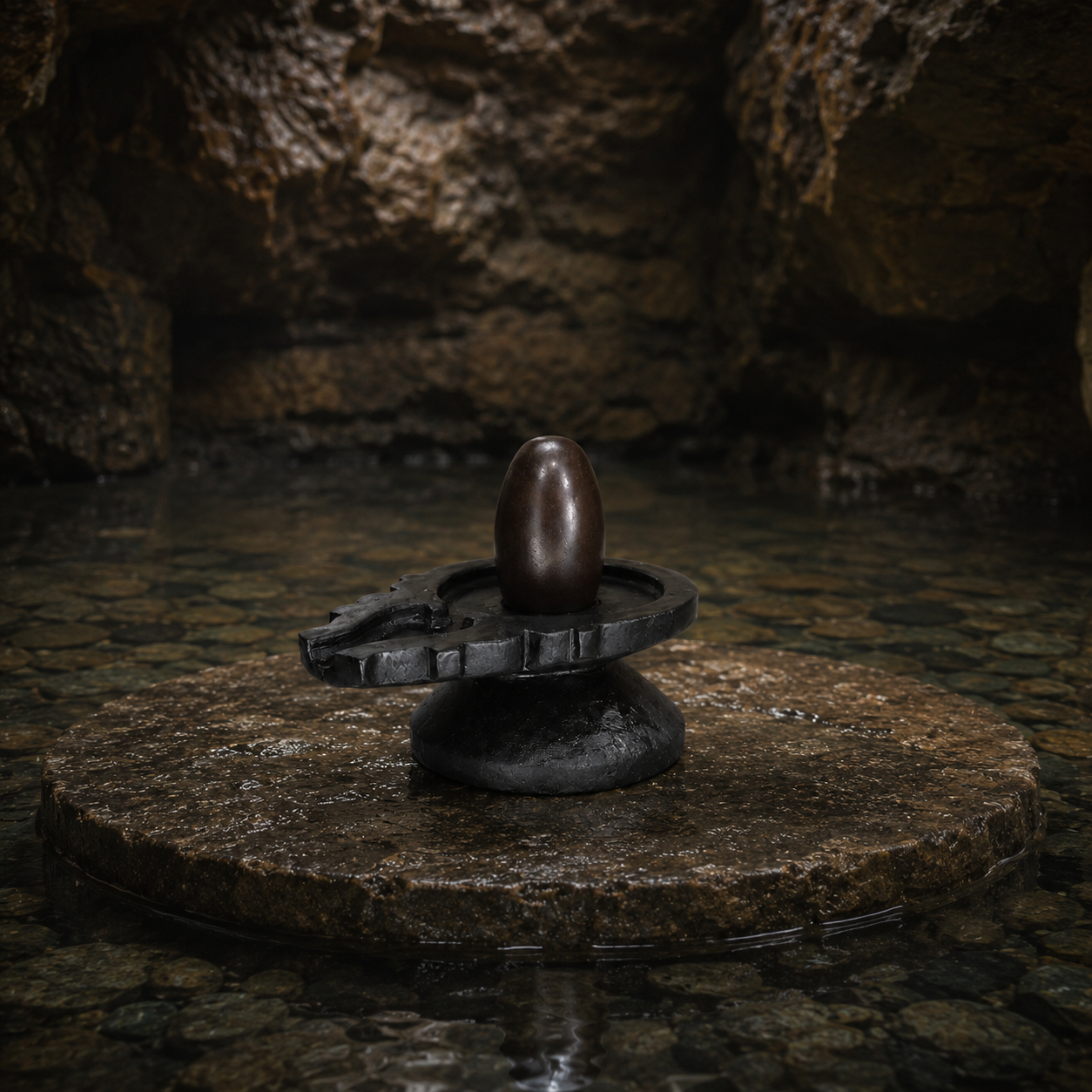 3 Inch Original Narmadeshwar Shivling with 6 Inch Damru Jaldhari