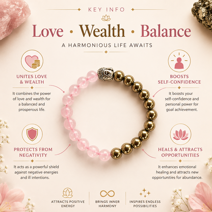 Rose Quartz , Pyrite Bracelet