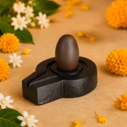 1.5 Inch Narmadeshwar Shivling with 3 Inch Jaldhari