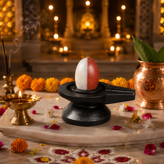 2 Inch Original Ardhanarishwar Narmadeshwar Shivling with 4 Inch Jaldhari
