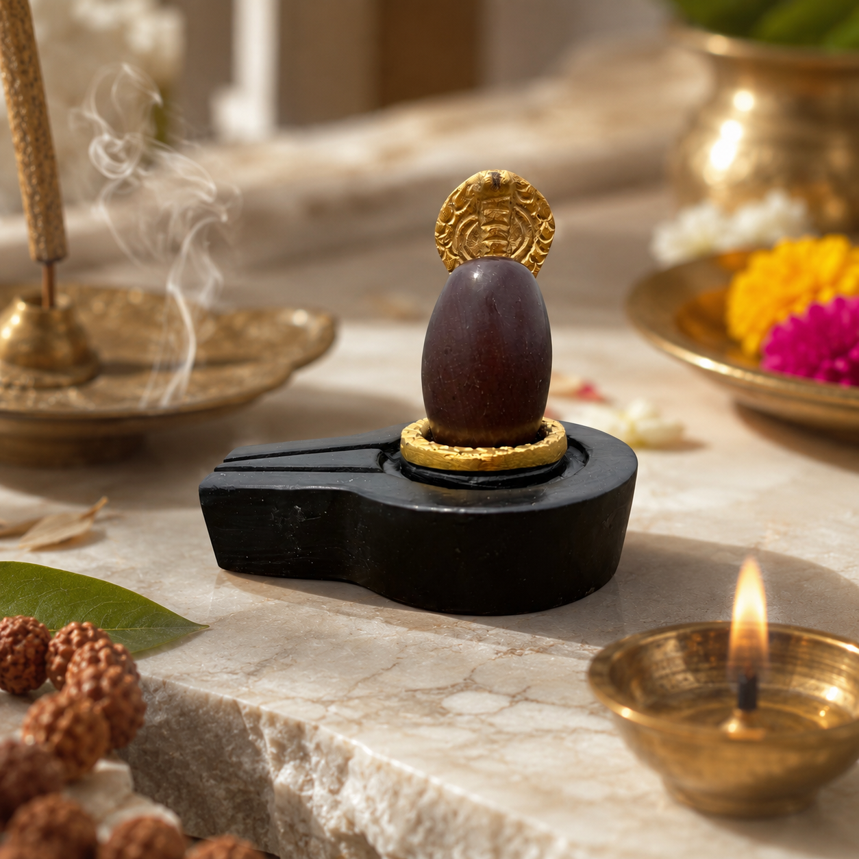 2 Narmadeshwar Shivling with Naag
